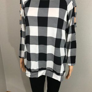 Black and white checked top, blouse